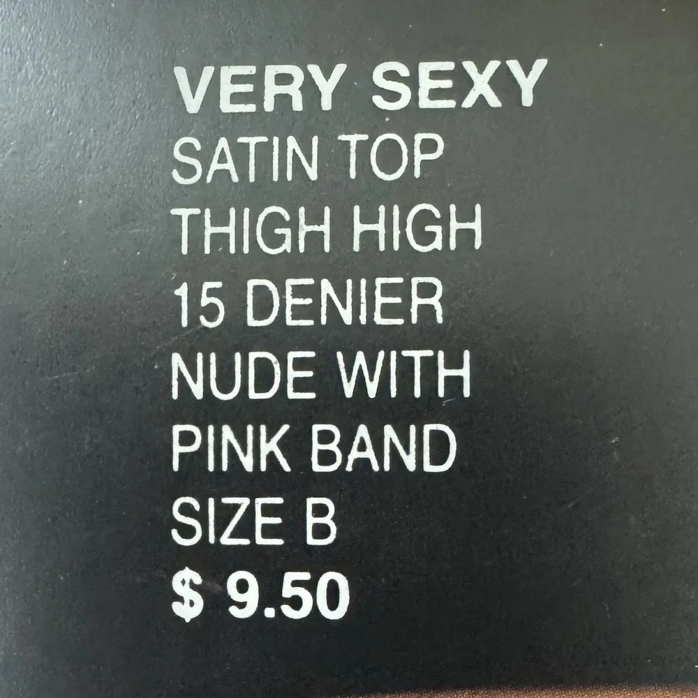 VTG Y2K New Victoria's Secret Very Sexy Sz B Satin Top Thigh High Nude Stocking